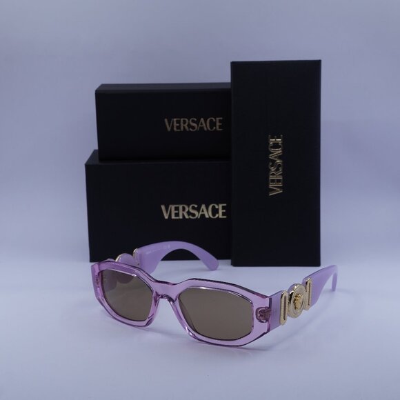 Versace VE4361 5526/63 Oval Sunglasses – Transparent Lavander/Light Brown - Picture 1 of 9